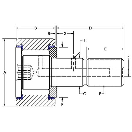 CARTER BEARINGS 32 mm, Metric Needle Cam Follower, Sealed, Hex, Cylindrical MCNB-32-SBX